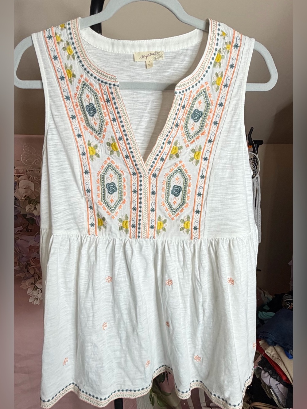 Mystree Embroided Tank Top, Size Medium NWOt